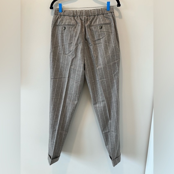 Suitsupply Wool Vitale Barberis Canonico Flannel Pinstriped Drawstring Pant Ames - Picture 11 of 16